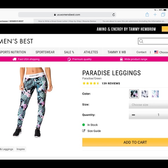 Tropical print athletic leggings - Picture 2 of 8